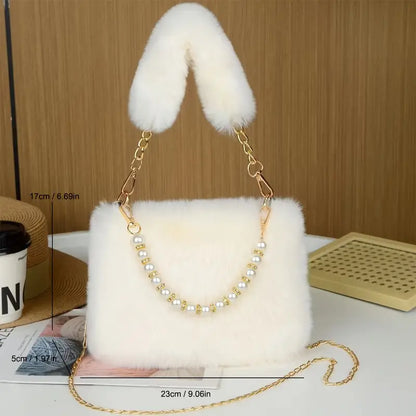 New Style Pearl Chain Plush Bag