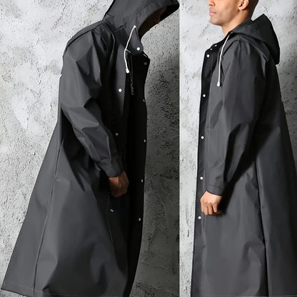 Stylish Black Waterproof Raincoat with Hood.