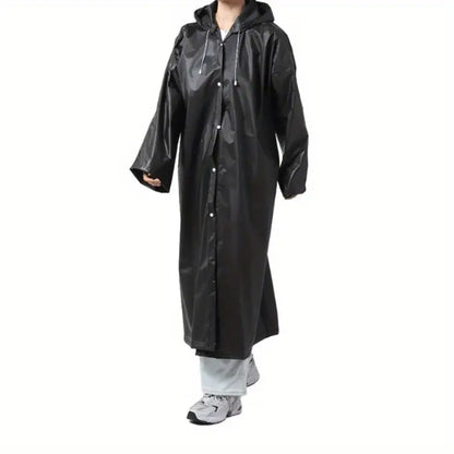 Stylish Black Waterproof Raincoat with Hood.