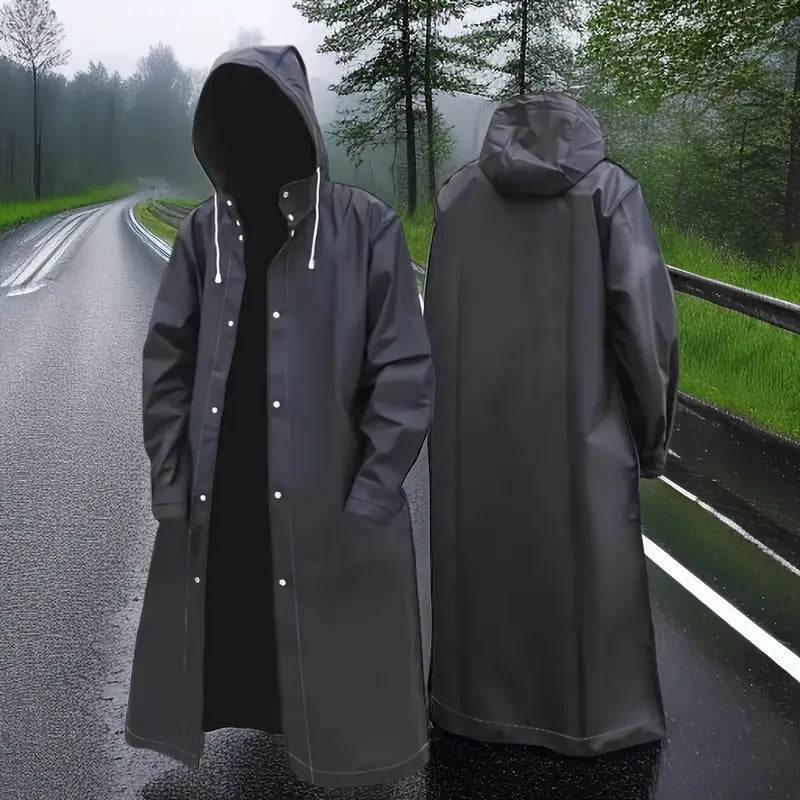 Stylish Black Waterproof Raincoat with Hood.