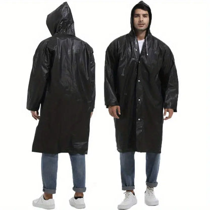 Stylish Black Waterproof Raincoat with Hood.