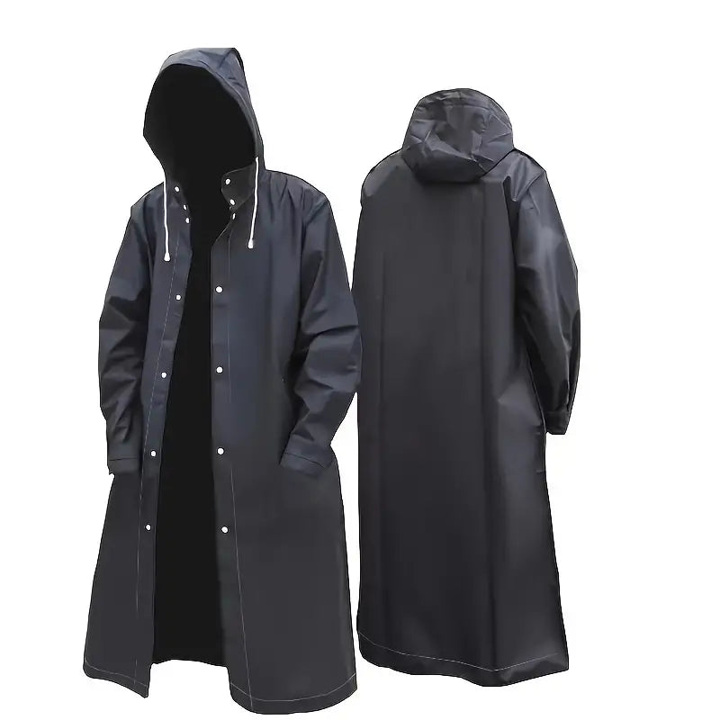 Stylish Black Waterproof Raincoat with Hood.