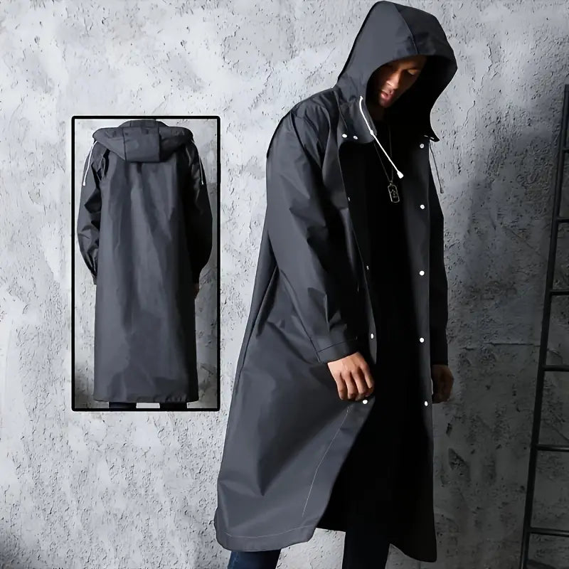 Stylish Black Waterproof Raincoat with Hood.