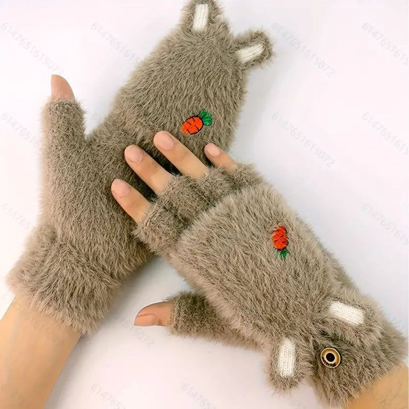 Short Plush Convertible gloves