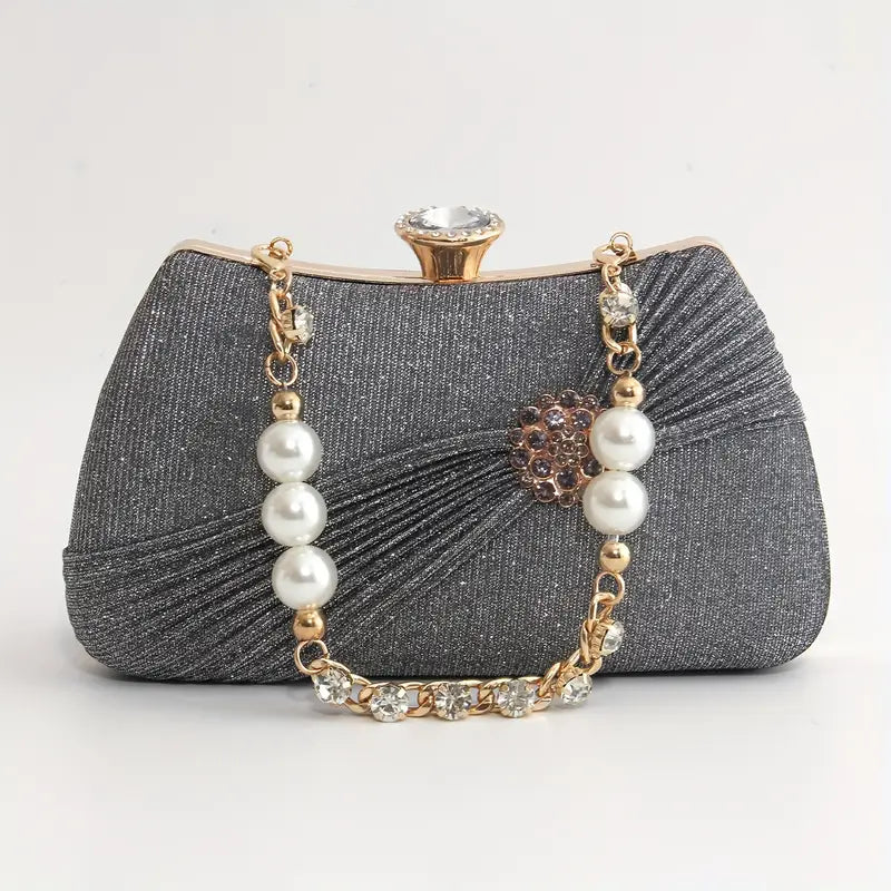 Pleated Badge Women'S Evening Bag.