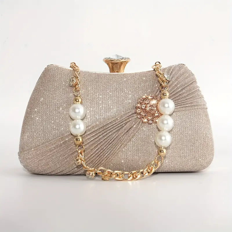 Pleated Badge Women'S Evening Bag.