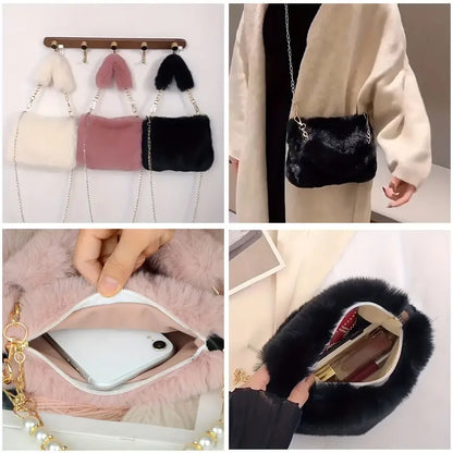 New Style Pearl Chain Plush Bag