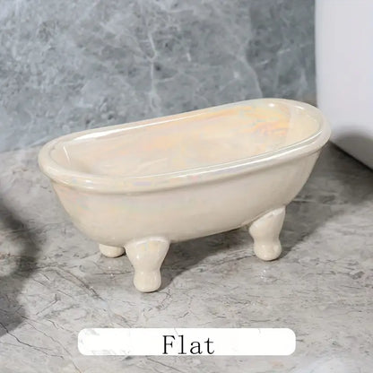 1pc, Light Luxury Ceramic Soap Dish With Drain.