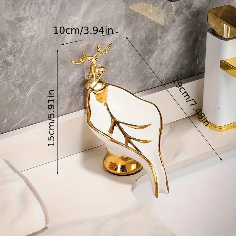 1pc, Light Luxury Ceramic Soap Dish With Drain.