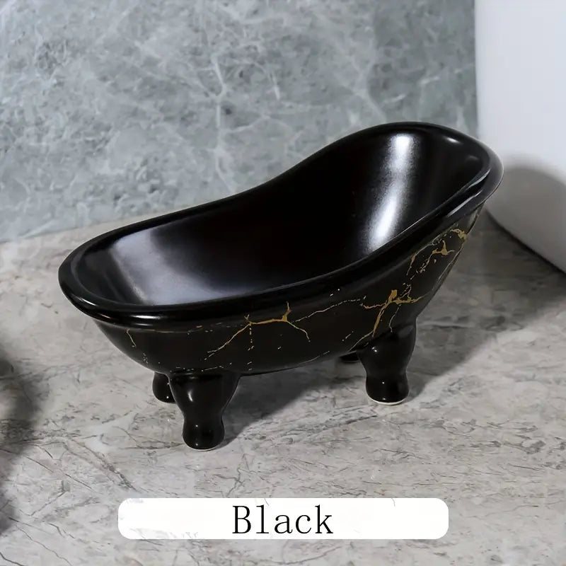 1pc, Light Luxury Ceramic Soap Dish With Drain.