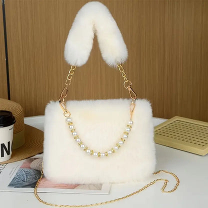 New Style Pearl Chain Plush Bag