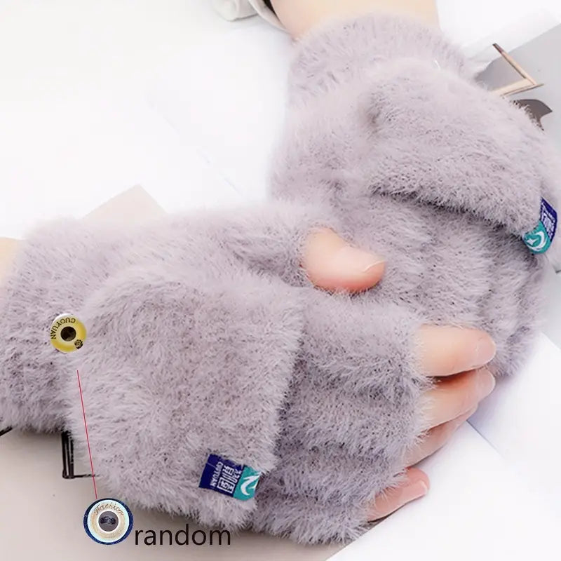 Short Plush Convertible gloves