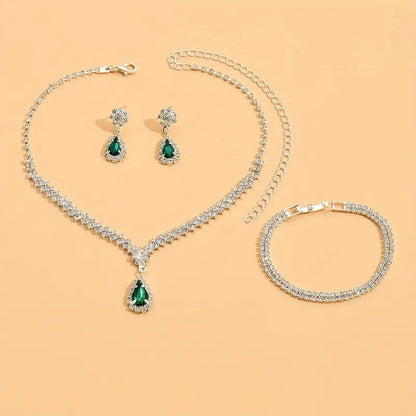 Boho-Chic 3pcs Jewelry Set with Cubic Zirconia.