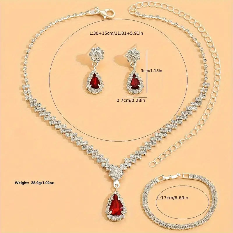 Boho-Chic 3pcs Jewelry Set with Cubic Zirconia.