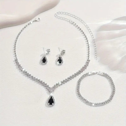 Boho-Chic 3pcs Jewelry Set with Cubic Zirconia.