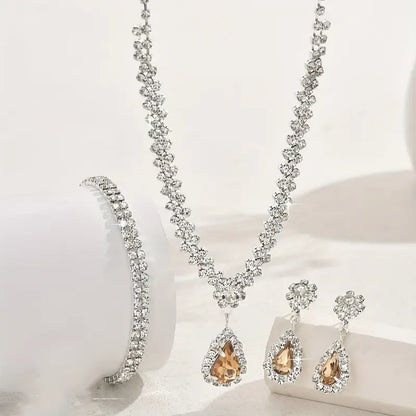 Boho-Chic 3pcs Jewelry Set with Cubic Zirconia.