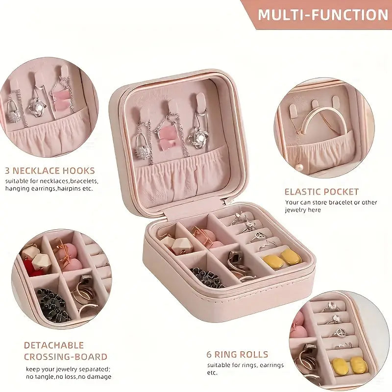 1pc Travel Jewelry Box - Portable Organizer For Rings, Earrings, Necklaces