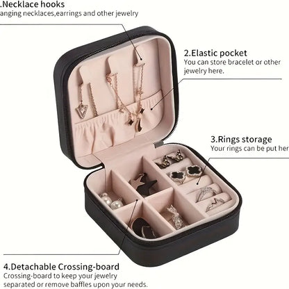 1pc Travel Jewelry Box - Portable Organizer For Rings, Earrings, Necklaces